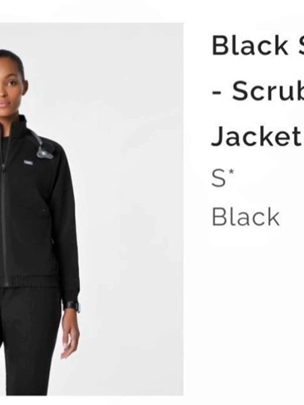 Like New FIGS Sydney Scrub Jacket Black Size Small